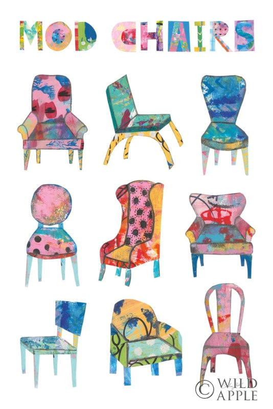 Reproduction of Mod Chairs Nine Up by Courtney Prahl - Wall Decor Art