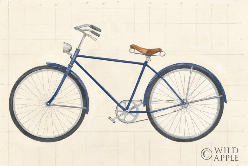 Reproduction of Flea Market Bicycle Navy by Wild Apple Portfolio - Wall Decor Art