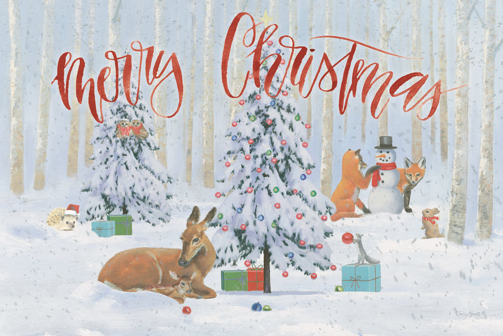 Reproduction of Christmas Critters Bright I Merry Christmas by Emily Adams - Wall Decor Art