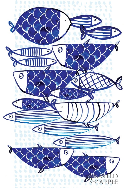 Reproduction of Blue Fish III by Mercedes Lopez Charro - Wall Decor Art