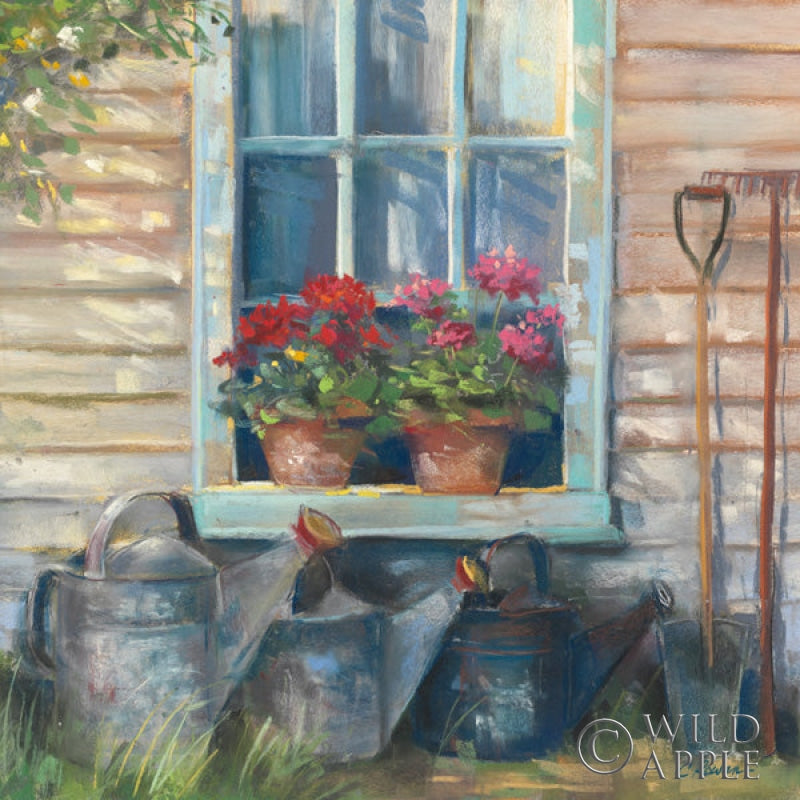 Reproduction of Window with Geraniums by Carol Rowan - Wall Decor Art