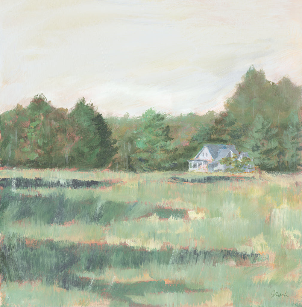 Reproduction of Farmhouse Across the Meadow Pastel by Sue Schlabach - Wall Decor Art